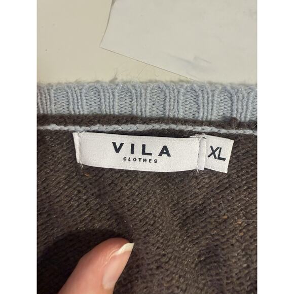 Vila Clothes XL Silk Blend Lightweight Cardigan Grannycore 80's Modest Vintage - Picture 3 of 8